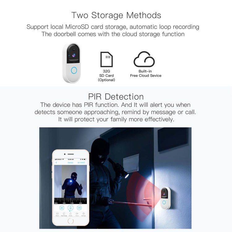 B50 720P Smart WiFi Video Visual Doorbell, Support Phone Remote Monitoring & Night Vision & SD Card B50 720P Smart WiFi Video Visual Doorbell, Support Phone Remote Monitoring & Night Vision & SD Card